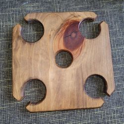 Wooden Wine and Wine Glass Holder
