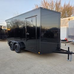 2026 New 7x14 TA Screwless Enclosed Trailer | Blackout | Spoiler Package | 7' Interior | .08 Polycor | Dexter Axles | 1029 ( Black)