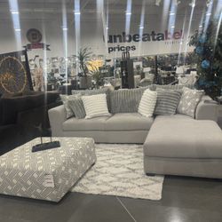 MONACO 2 PIECE RIGHT ARM FACING CHAISE SECTIONAL - AIREA SILVER