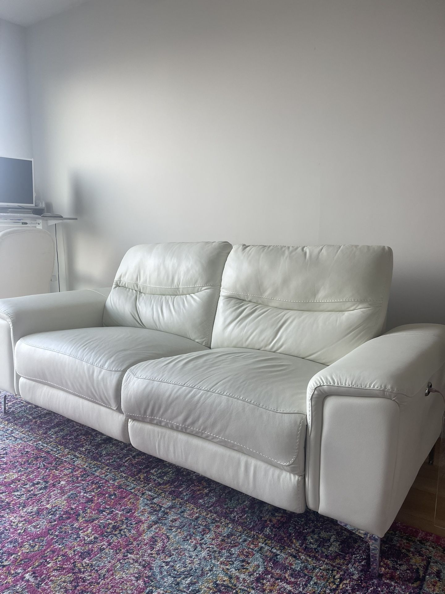 White Faux Leather Couch