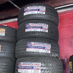 SET OF FOUR NEW TIRES 215/35/18 AMERICAN ROADSTAR INCLUDING MOUNT AND BALANCE, ASK ME FOR SIZES AND BRANDS 