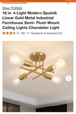 Tozing 16in. 4-Light Modern Linear Semi-Flush Ceiling Light