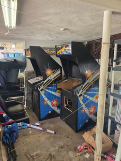 Atari Asteroids Arcade Cabinets Both