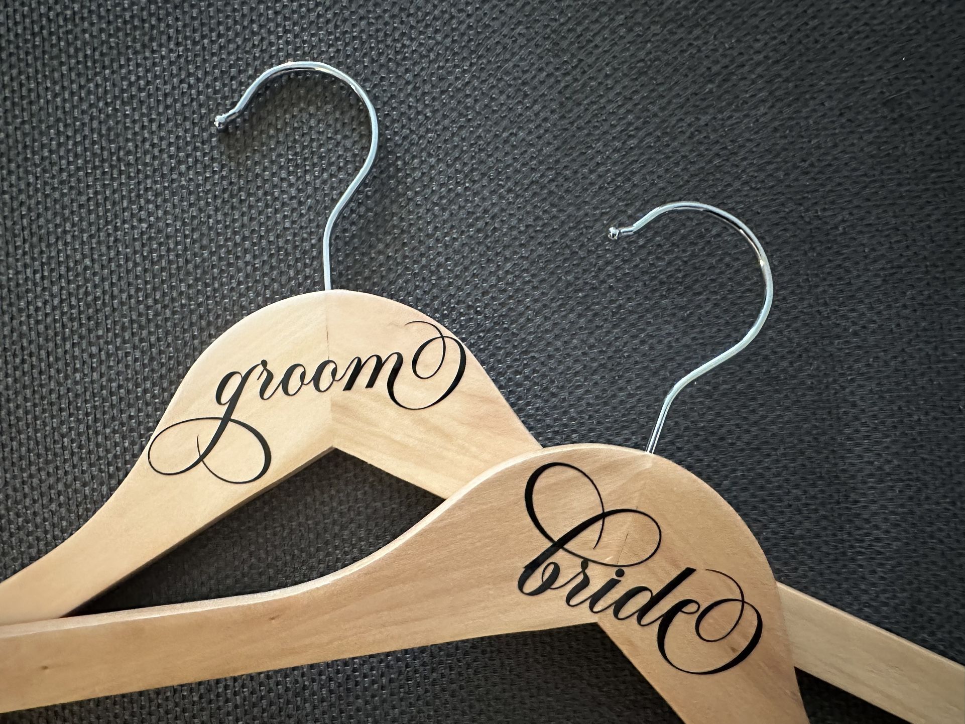 Set of Wood Hangers for Bride and Groom