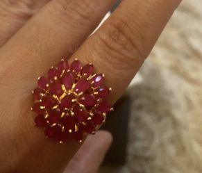 Ruby stones in gold plated setting-size 8 ring