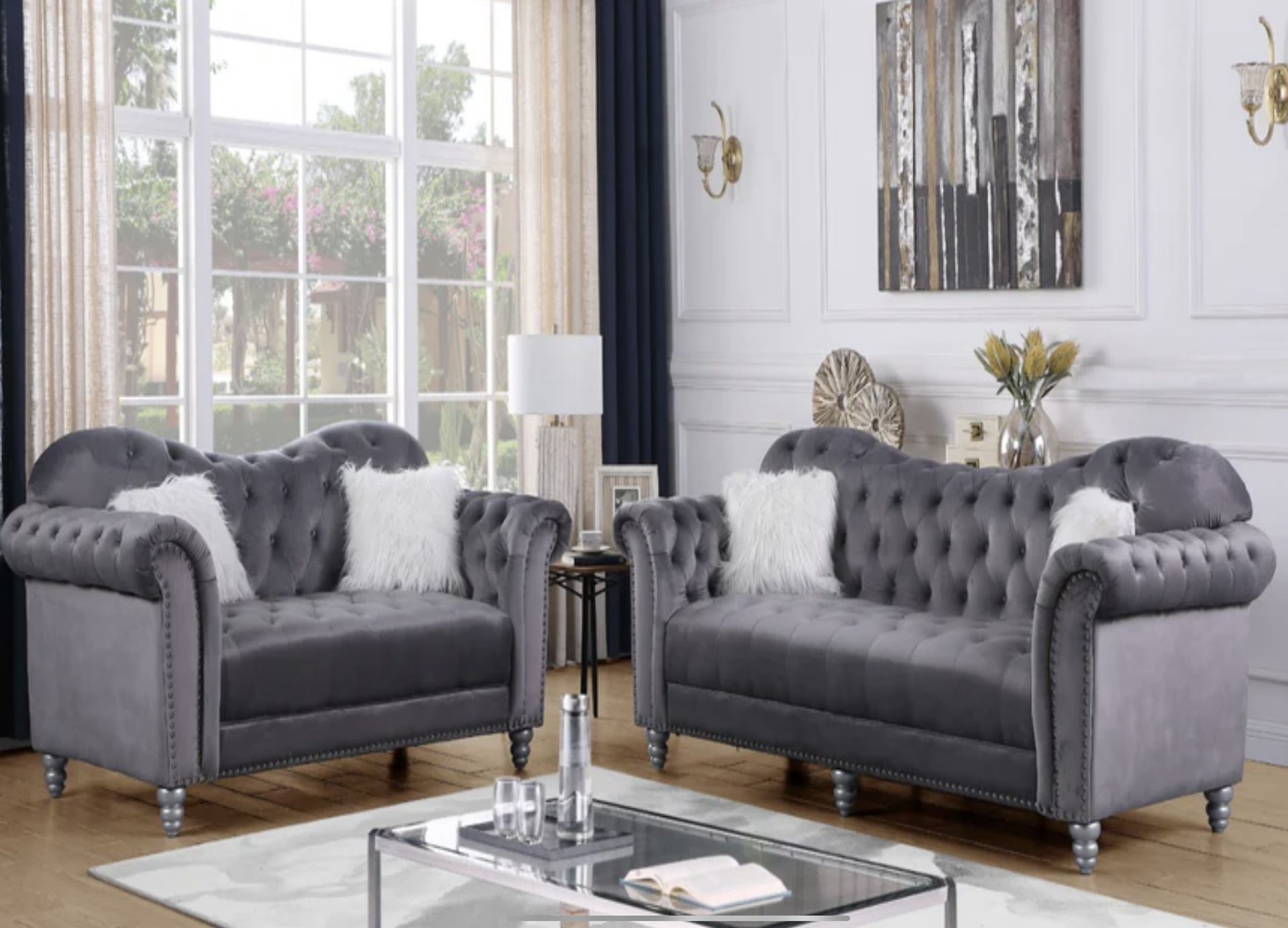 Tufted Sofa Love Seat Set