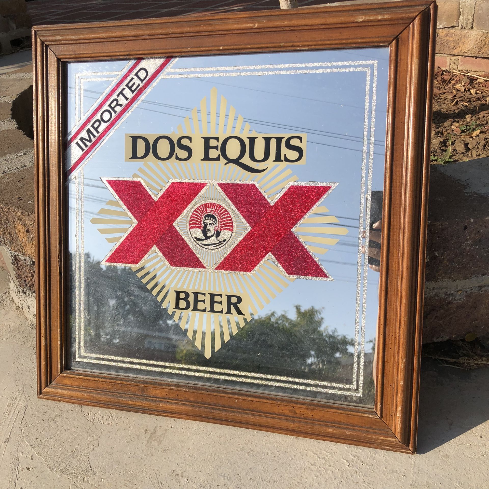Vintage Dos Equis XX Beer Mirror Bar Man Cave Mirror Sign