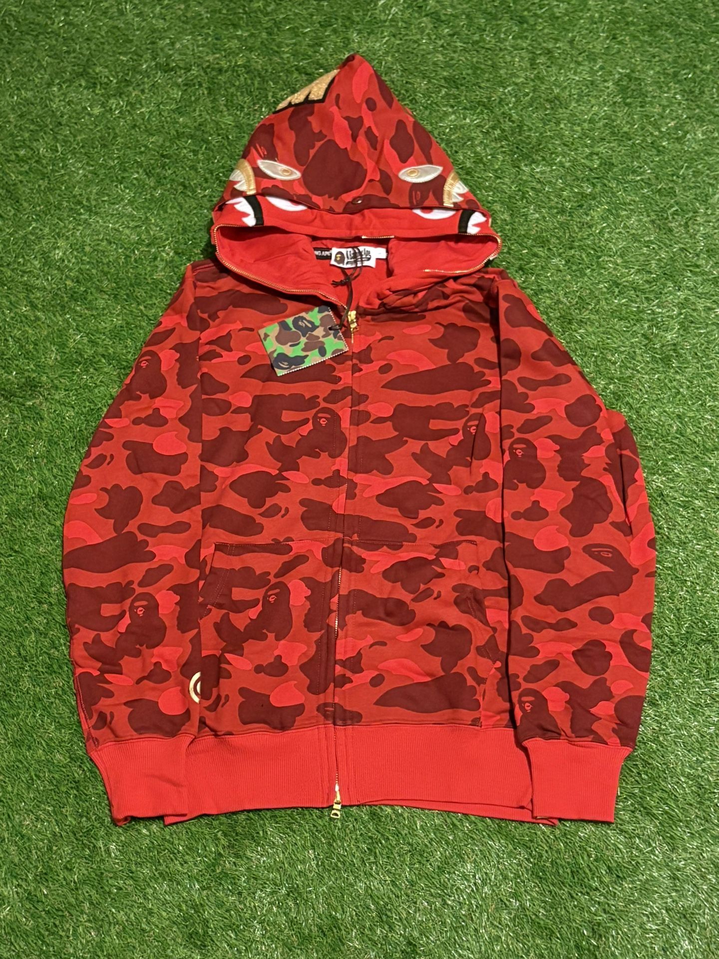 Red And Gold Double Hooded Bape Hoodie