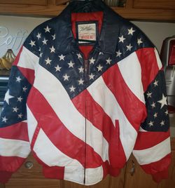 RARE vintage American flag Leather coat