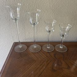 Vintage Garden Ridge Stemware clear glass votive candle holder gift set. Set of 4