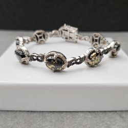 Goldenite W/ Black Diamonds  Bracelet 