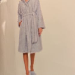 New Blue Cozy  Robe Notch Collar By Flora Nikrooz Size L/XL