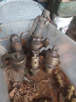 Box Of Antique Brass Safety Valves