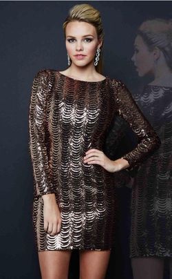 Milano Formals Short Black Coral Sequin Dress 