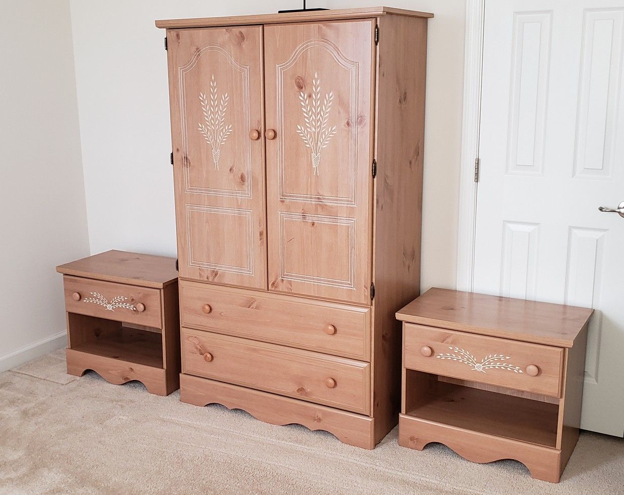Wardrobe/ Armoire with two night stands.