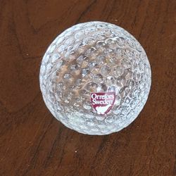 Vintage Orrefors Sweden 2.25" Crystal Dimpled Golf Ball Sculpture 
Paperweight. Pre-owned, good shape, display item. 