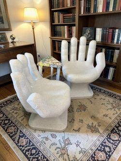 Authentic Pair of Pop Art "Faux Granite" Hand-Shaped Chairs (Left & Right Set)