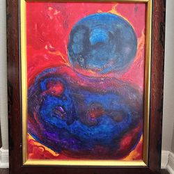 Original Vintage Abstract Oil Painting 