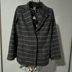 Chicos 1 (8/10) Plush Windowpane-Print Cape Jacket