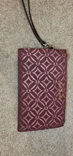 Michael Kors Jet Set Metallic Logo Jacquard Wristlet Oxblood