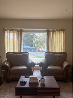 Large Brown Leather Chairs