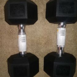 2-25lb Rubber hex Dumbbells 70$Firm pick up Near Spring