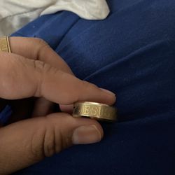 Gold Planted Jesus Ring 