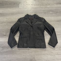 Margaret Godfrey Womens Black Leather Jacket