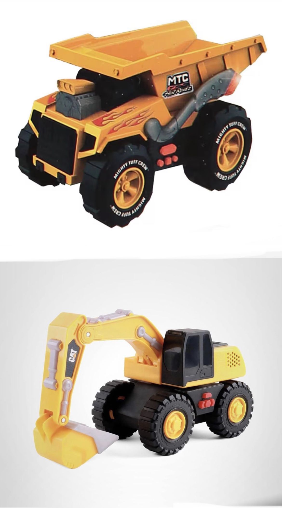 Constructions, Tough CAT Machines Excavator & Mighty Tuff Crew Dump Truck Toys.
