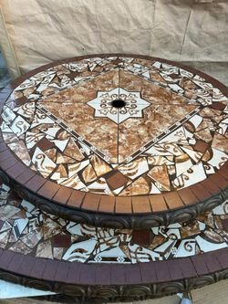 Concrete Patio Table with 3 Benches