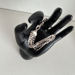 Vintage Sterling Silver 925 Italy MILOR Beaded Multi Chain Bracelet