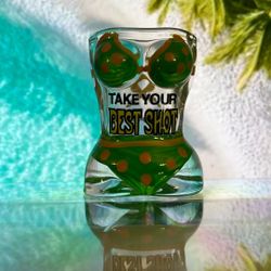 Green and yellow Bikini shot glass