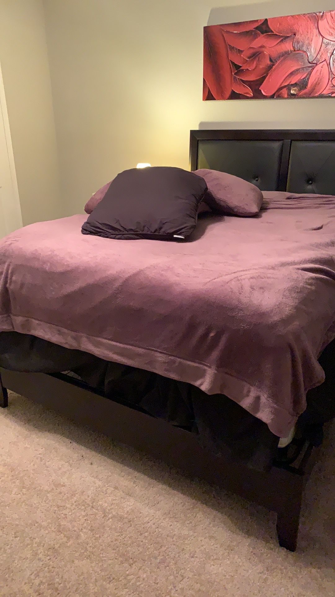 Queen size Bed frame. Comes with metal frame underneath.