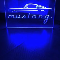 MUSTANG LED NEON BLUE LIGHT SIGN 8x12
