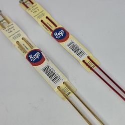 2 NEW Sets of Wrights Boye Aluminum Knitting Needles Size 2 & 3 Red & Gold 