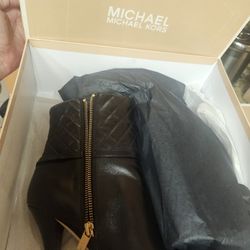 MK Black Leather Ankle Boots