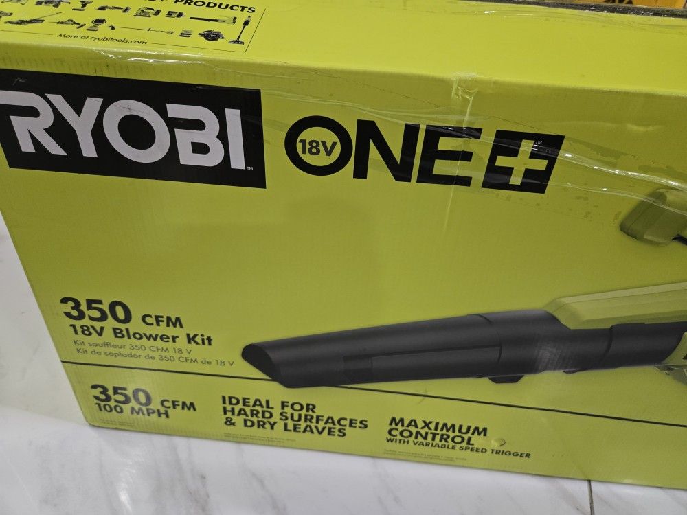 RYOBI 18V 100 MPH 350 CFM Cordless VS Jet Fan Leaf Blower with Battery & Charger