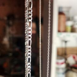 Fiargo And Rope Chain .925 Sterling Necklace 23"