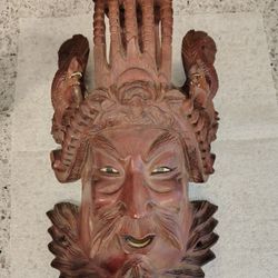 Vintage Hand Carved Rosewood Chinese Wall Art Mask