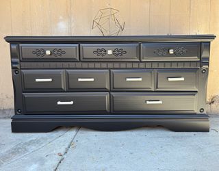 Beautiful black & silver dresser or console