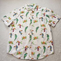 Cactus Man Ricky Singh Tropical Bird Button Down Shirt Men's Size XL
