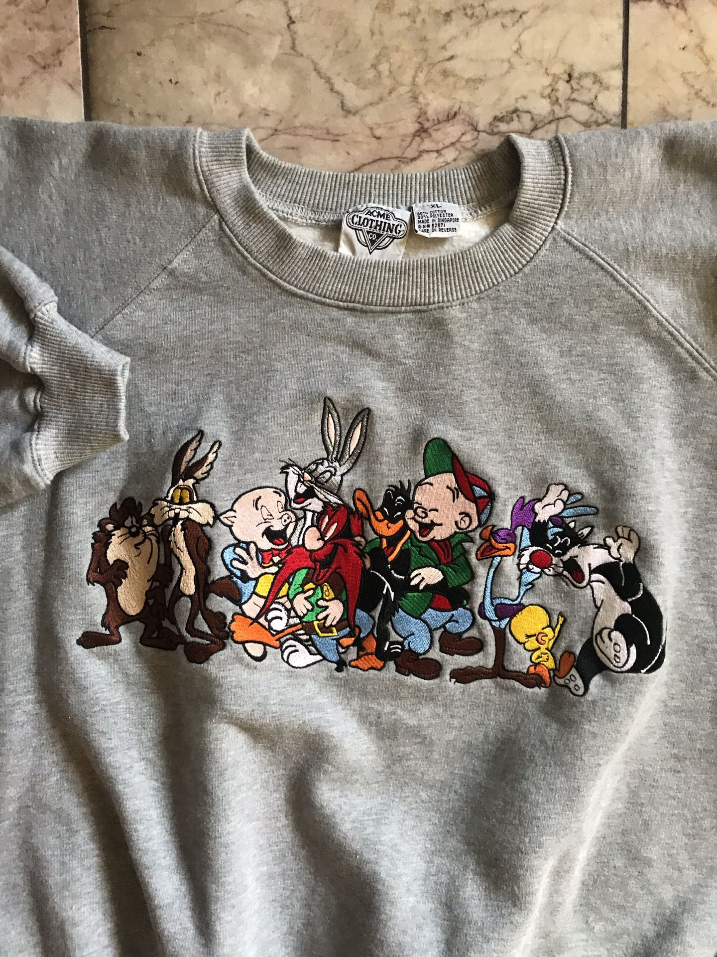 Vintage Acme LOONEY TUNES Embroidered L/S Pull Over Sweat Shirt