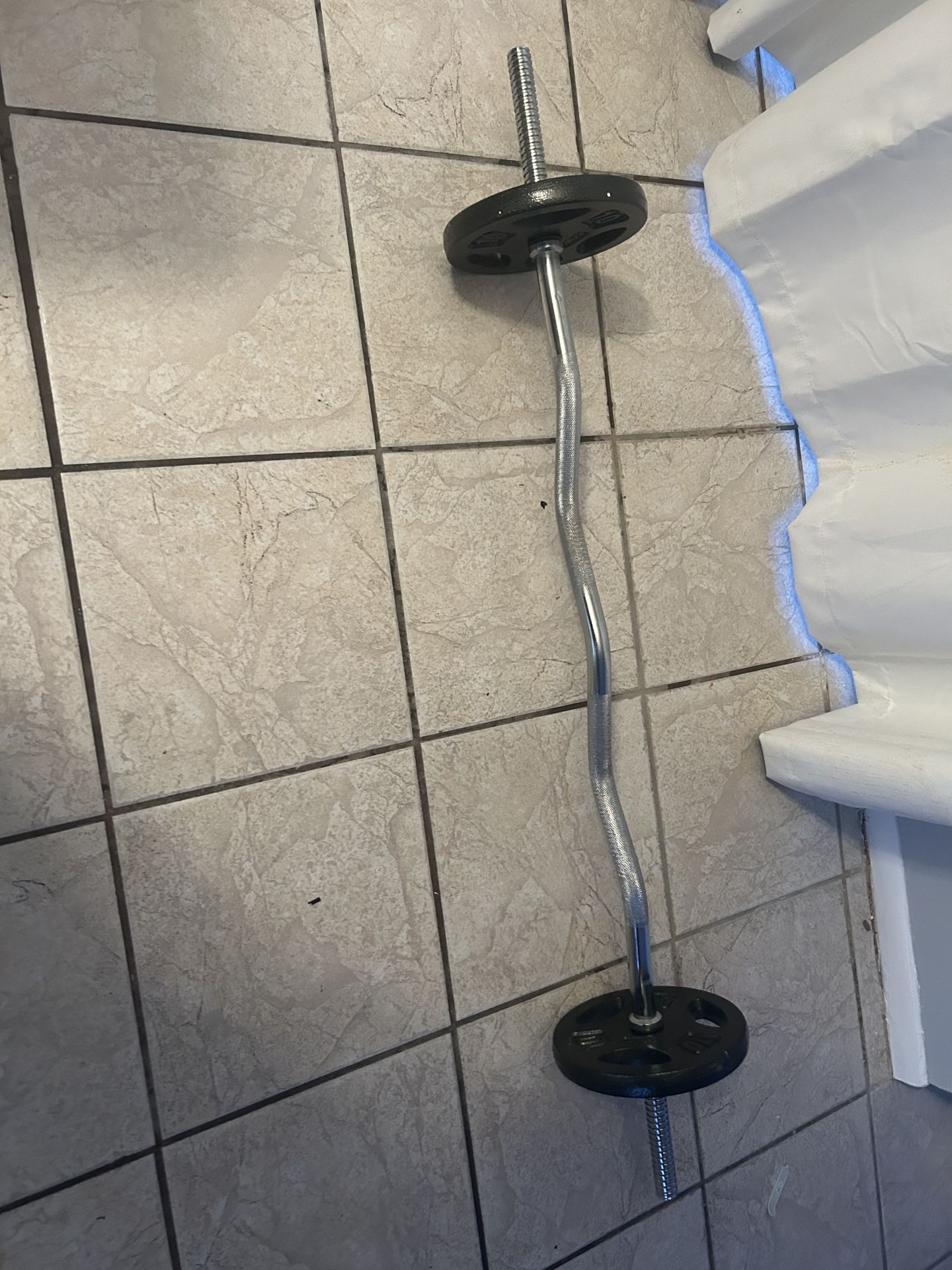 Weightlifting Curling Bar Plus Weights 