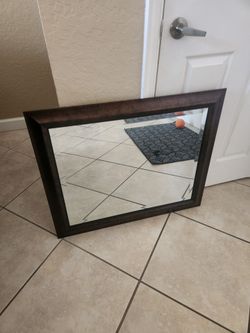 Rectangular Wall Mirror Dark Brown Frame
