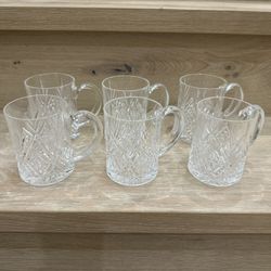 6 Crystal Tea/Coffee Mugs