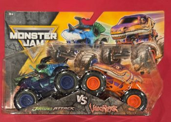 Monster Jam, Jurassic Attack vs Velociraptor, Series 36, 2 Pack, 1/64 scale, VHTF