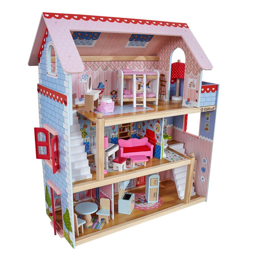 KidKraft Chelsea Doll Cottage Wooden Dollhouse with 16 Accessories, for 5-Inch Dolls Multi - 
