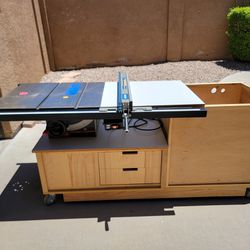 Table Saw, Mobile Cabinet And Accessories 
