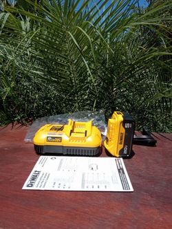 DeWalt 20 v new fast charger.  8 AMP.    W/  battery.    5.0 AH.  Lithium