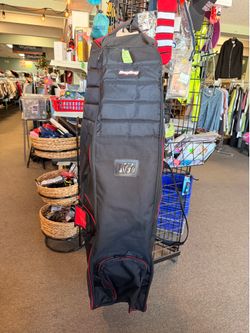 BagBoy T-660 Wheeled Golf Travel Cover – Rolling Travel Bag, Black/Red
